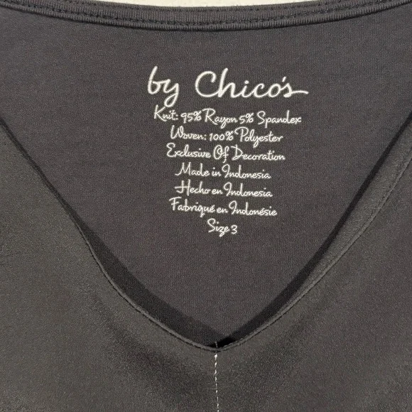 Chicos by Chicos V-Neck High Low Black Oversized Knit Blouse Women’s Sz 3 - Picture 5 of 7